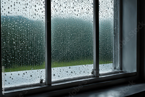 Gouttes de pluie un soir mouillant la vitre. Illustration nostalgique de l'envie quand il pleut