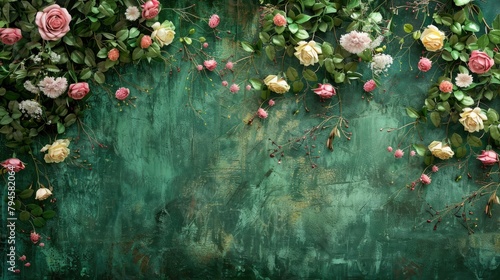 Celebrate Mother s Day with a chic backdrop adorned with delicate flowers set against a lush green canvas