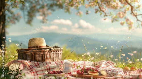 Exquisite summer picnic scene with copy space