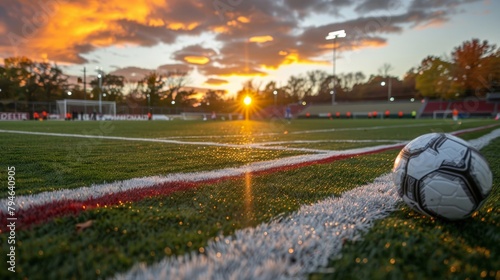 Corner kick being taken on the soccer field