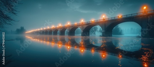 Bridge at night with natural architectural lights