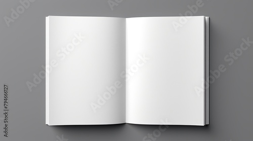 3D Rendering of Opened Blank White A4 Magazine Brochure Mockup 