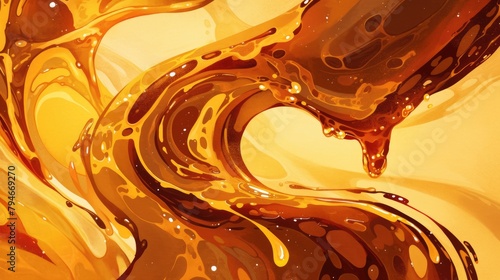 Indulge in the luscious swirl of caramel sauce mingling with rich velvety chocolate The splendor of cascading caramel a symphony of sweetness Witness the golden stream of hot caramel in thi
