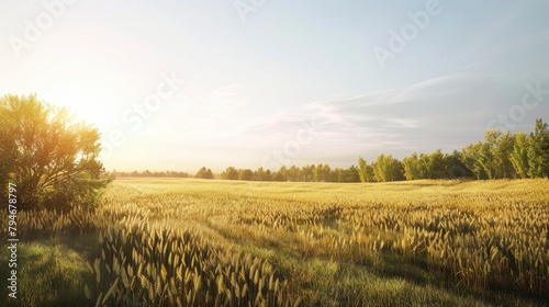 A field of tall grass with a bright sun shining on it