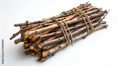 Bundle of sticks on white surface