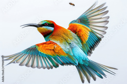 A bee-eater snaps, mid-hunt
