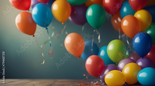 colorful balloons blured background for april fools day.generative.ai 