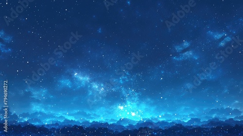 A captivating 2d illustration of the vast expanse of outer space filled with a dazzling backdrop of stars awaits offering ample copy space for your creative vision This celestial artwork evo
