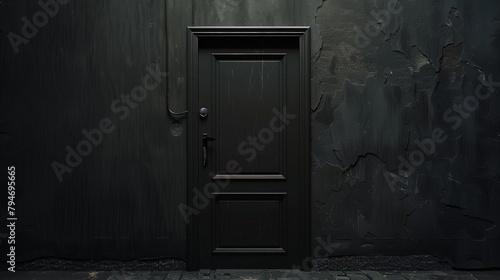 A closed door with sounds of yelling coming from inside, implying conflict