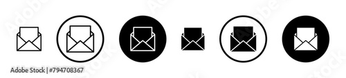 Open envelope vector icon set. open email letter web line icon. open mail sign suitable for apps and websites UI designs.