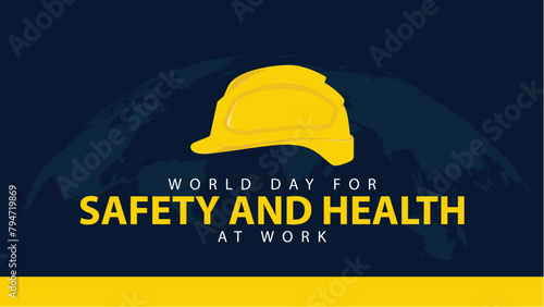 World day for safety and health at work. Vector illustration of work safety helmet. Suitable for banners, web, social media, greeting cards etc