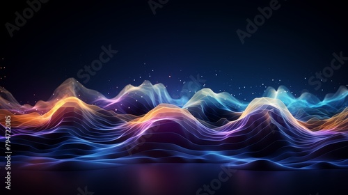 Colorful 3D rendering of sound waves.
