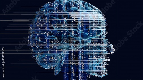 Generative AI : human brain made of programming code artefacts