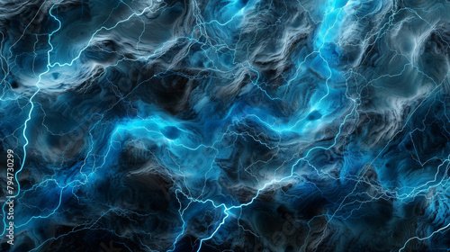 A intricate blue texture background with energy lines and lightning thunderous feel
