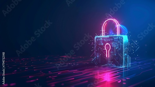 Cyber security and privacy concepts to protect data. Digital padlock icon. Lock icon and internet network security technology. Information and cyber security. Internet Technology. Generative Ai