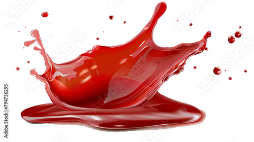 Red sauce splash on transparent background