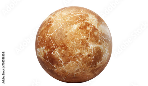 Venus, a marble sphere of the planet Venus isolated on a white background