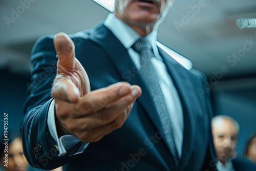 Self-assured businessman leading a meeting presentation