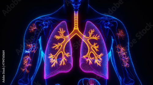 Human anatomy focus on the lungs. depicting health issues and medical science with detailed biological illustration