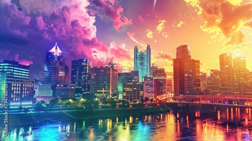 A panoramic view of a colorful cityscape, representing the diversity and strength of the autoimmune and autoinflammatory arthritis community.