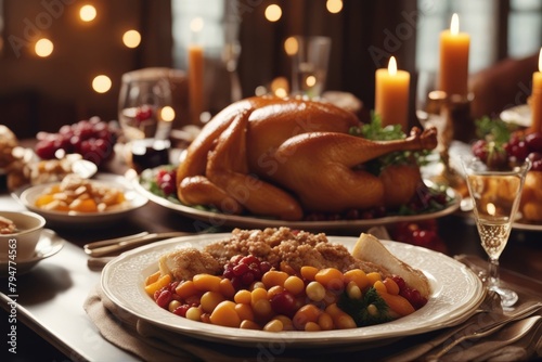 'full homemade thanksgiving nner autumn baked bean breast celebration cooked cranberry delicious dinner fall festive food fresh garnished epicure gravy green harvest holiday leaf mashed meal meat'