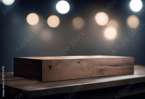 'table Wooden plank podium dark poduim halloween dais texture background light room black wall night spotlight vintage wood empty display grey pattern rough'