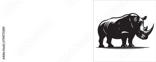 Rhinoceros family vector silhouette illustration isolated