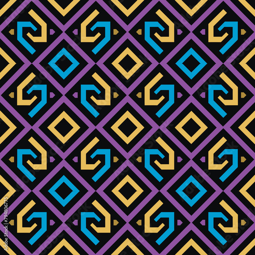 Greece ancient style ornamental geometric vector seamless pattern with rhombus. Beautiful greek key meanders arabesque background. Modern ornaments. Repeat patterned elegant backdrop. Endless texture