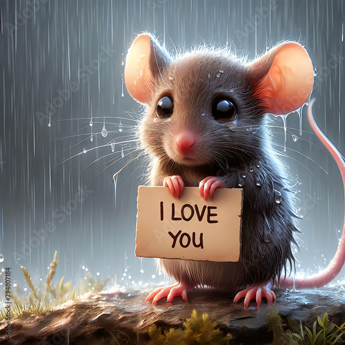 Ich liebe Dich - I love you. Mäuschen im Regen meint es ernst.