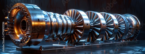 Hydro turbine blade design, CAD software, engineering precision. Hyperdetailed. Photorealistic. HD. super detailed