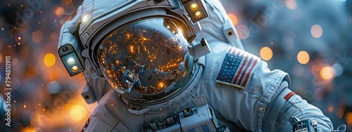 Machine learning in space tech, astronauts training with AI, sci-fi setting. Hyperdetailed. Photorealistic. HD. super detailed