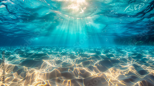 Beneath the oceans surface, where light dances through the depths of an underwater world
