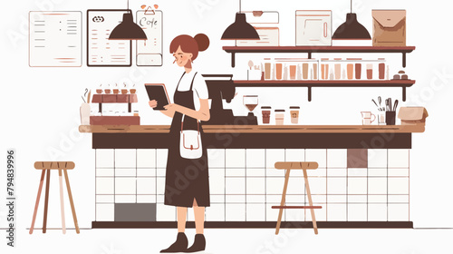 Waitress using digital tablet to view and manage orde