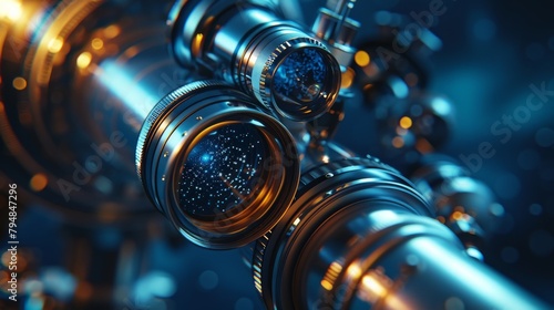 Telescope: A close-up illustration of an eyepiece of a telescope