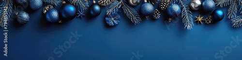 A stylish holiday border with a solid sapphire blue background, providing a sleek backdrop for your content.