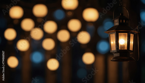 Night lantern and light blurred background