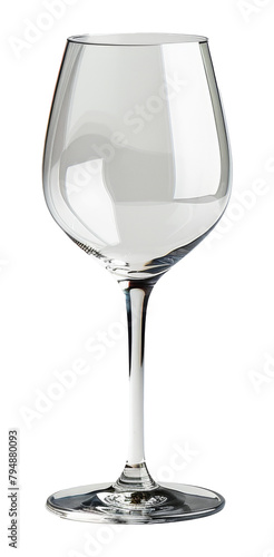 Elegant empty wine glass with clear stem isolated on transparent background