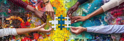 Multicultural Hands Holding Puzzle Piece with Employees' Rights Text, Symbolizing Unity and Equality