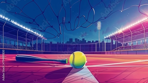 Softball sport event background illustration