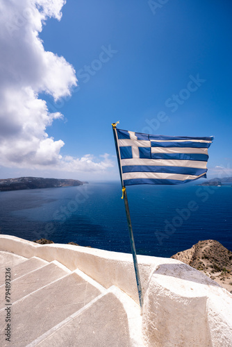 Flag santorini santorin thira greece