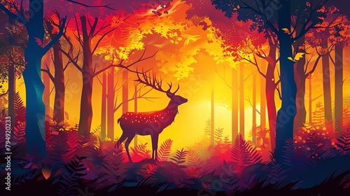 Golden Deer , The golden deer luring Sita into the vibrant, colorful forest