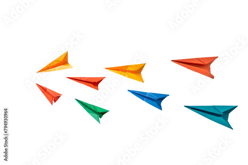 Playful Paper Airplanes On Transparent Background.