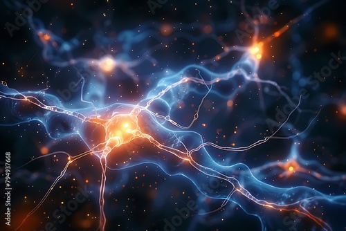 Neurons triggering brain activity triggering biological electrical nerve signal, chemical receptor cell, neurotransmitter, dendritic, and neural medicine