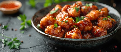 Succulent boneless chicken bites in tasty sauce ideal for dipping and sharing. Concept Chicken Bites, Tasty Sauces, Dipping, Sharing, Succulent