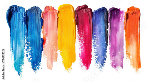 Vivid brush strokes of paint isolated on transparent background