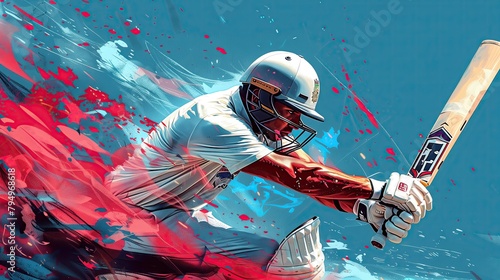 Illustration of a batsman playing cricket