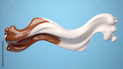 Milk mixed with chocolate on a blue background The idea of ​​calcium strengthening bones from milk