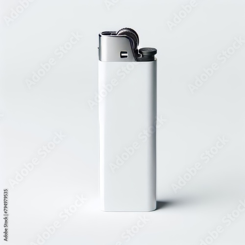 White blank gas lighter mock up stand isolated. Empty surface cigar-lighter design presentation. Lighter template mockup. Sigarette lighter template. 3D illustration, 3D rendering. 