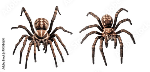 two spiders isolated on transparent background