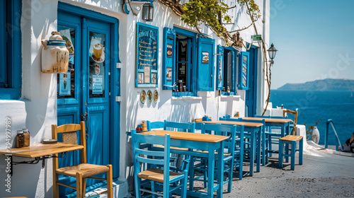 National greek cafe in Santorini island Greece --